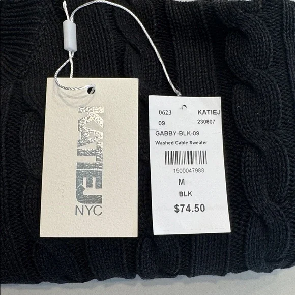 KatieJNYC Girls Washed Cable Sweater Black Size M - Picture 9 of 10